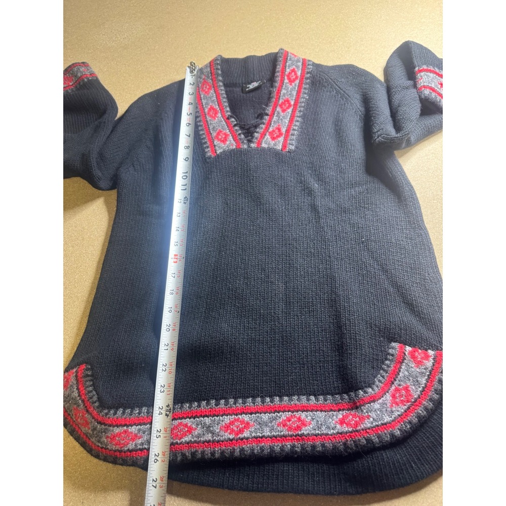 vtg Polo Jeans Co Ralph Lauren Wool Blend Lace Up Fair Isle Sweater Navy Red M - Picture 5 of 8